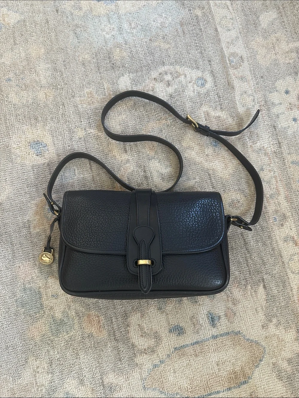 Vintage Dooney & Bourke Saddle Bag AWL All Weather Leather. Black on Black